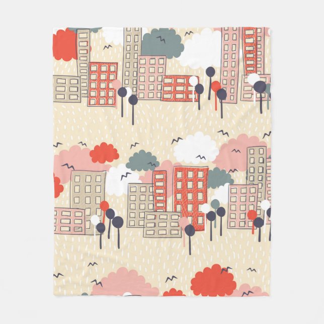 Couverture Polaire Motif transparent de la ville (Devant)
