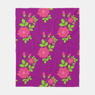 Couverture Polaire Motif transparent pourpre avec fleurs roses et ver
