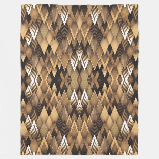 COUVERTURE POLAIRE MOTIF TRIANGULAIRE RUSTIQUE TRIBAL (Devant)