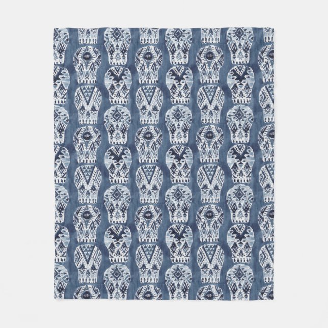 Couverture Polaire Motif tribal AZTÈQUE de crâne de sucre de MUERTOS (Devant)