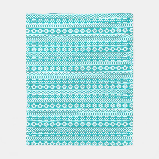 Couverture Polaire Motif tribal aztèque grunge turquoise (Devant)