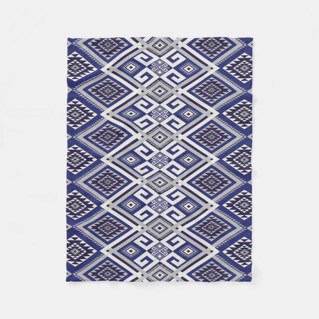 Couverture Polaire Motif tribal bleu marine de surface (Devant)
