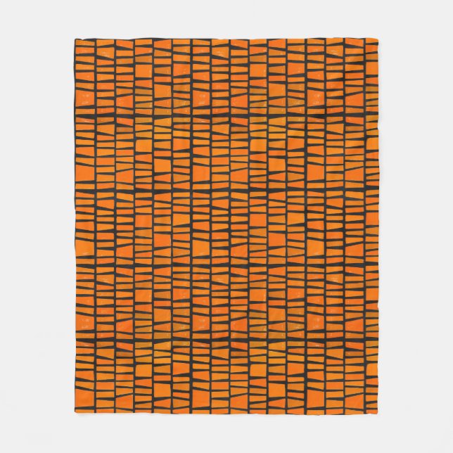 Couverture Polaire Motif tribal d'Afrique orange et noire (Devant)