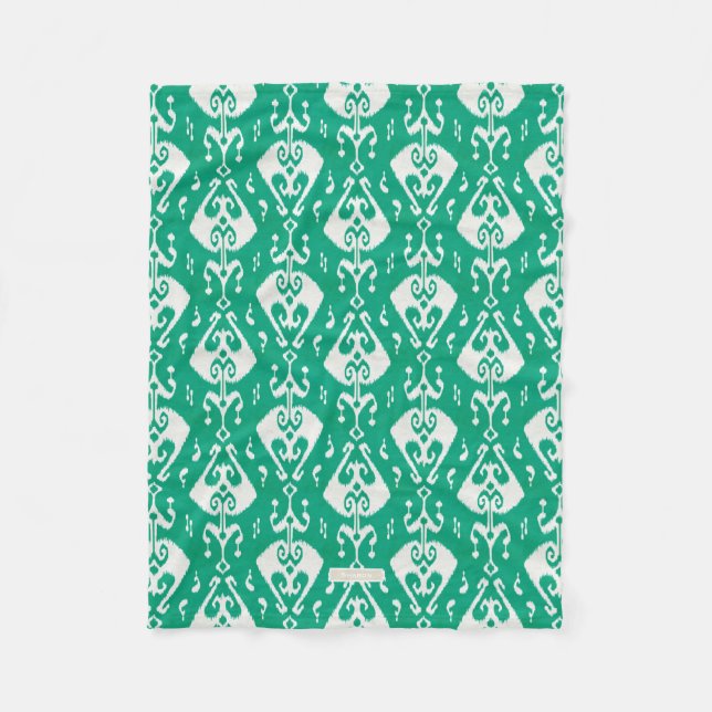 Couverture Polaire Motif tribal ikat vert texturé chic moderne (Devant)