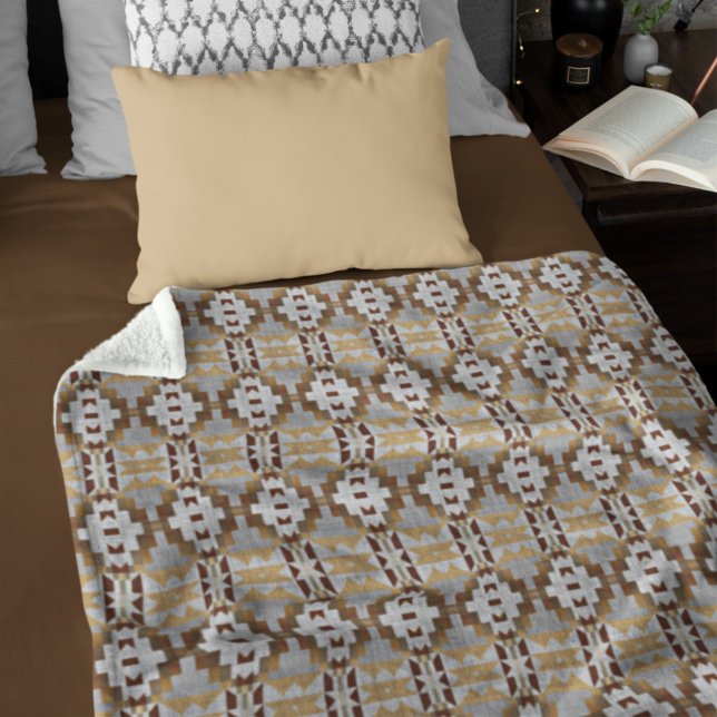 Couverture Polaire Motif tribal kaki beige Taupe gris Brown foncé (Créateur téléchargé)