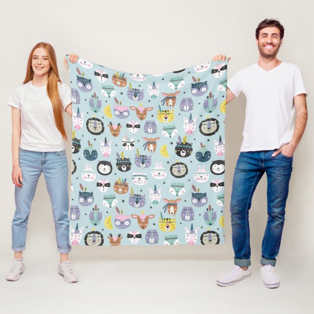 Couverture Polaire Motif tribal mignon de visage (En situation)