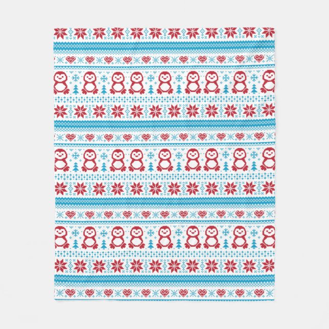 Couverture Polaire Motif tricoté Noël et hiver (Devant)