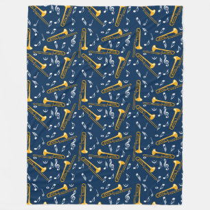 Couverture Polaire Motif Trombone Music Notes