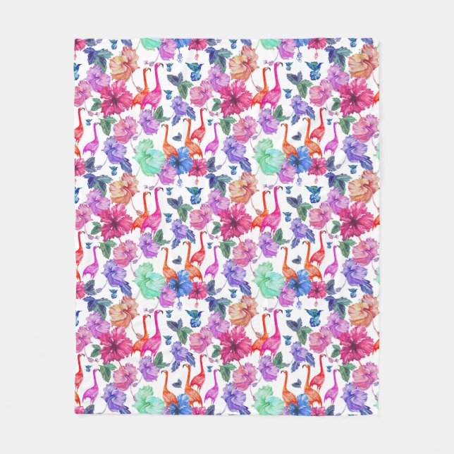 Couverture Polaire Motif tropical d'aquarelle (Devant)
