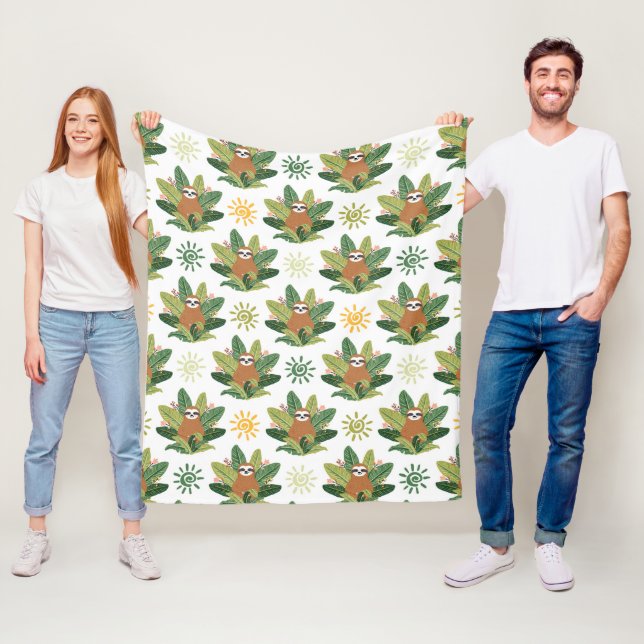 Couverture Polaire Motif tropical de paresse (En situation)