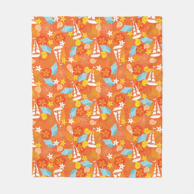 Couverture Polaire Motif tropical de voilier (Devant)
