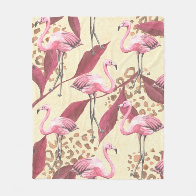 Couverture Polaire Motif tropical sans couture avec flamant rose, lea (Devant)