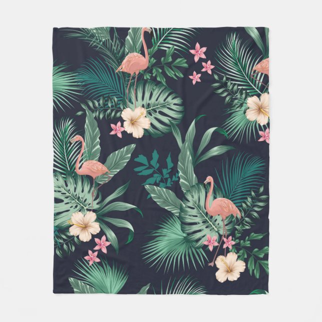 Couverture Polaire  motif tropicale transparente avec feuillage luxur (Devant)