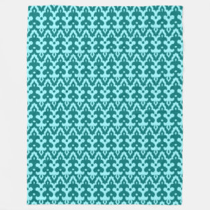 Couverture Polaire Motif, turquoise et Aqua de damassé d'Ikat de