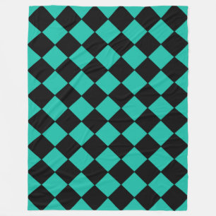 Couverture Polaire Motif turquoise et noir Harlequin Diamond Checked