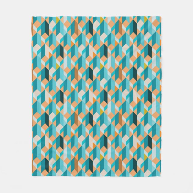 Couverture Polaire Motif turquoise et orange de formes (Devant)