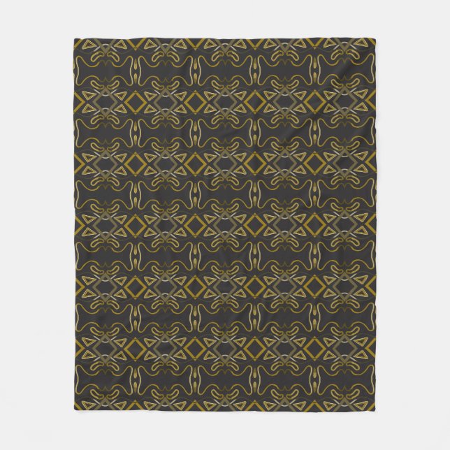 Couverture Polaire Motif unique abstrait noir or marron (Devant)