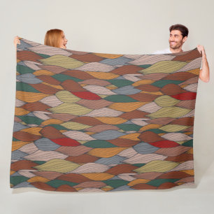 Couverture Polaire Motif unique Wavy avec rose orange Brown vert
