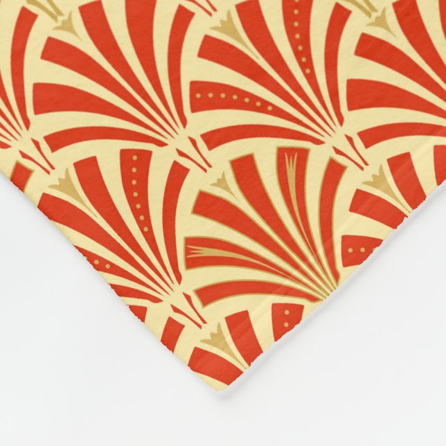 Couverture Polaire Motif ventilateur Art déco - mandarin orange (Coin)