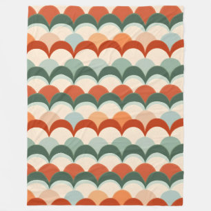 Couverture Polaire Motif vert, crème et à saint-jacques orange