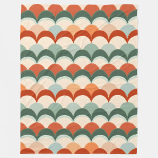 Couverture Polaire Motif vert, crème et à saint-jacques orange