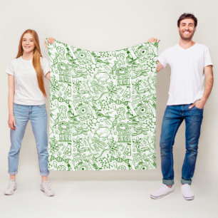 Couverture Polaire Motif vert de biologie