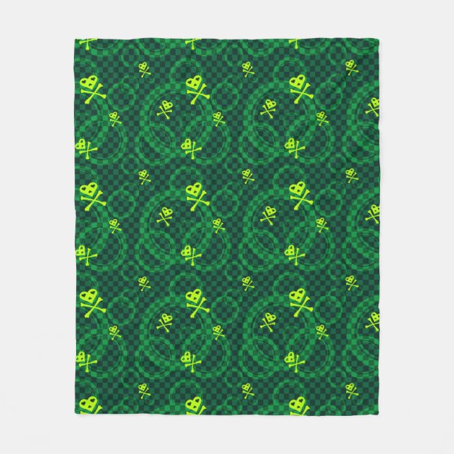 Couverture Polaire Motif vert d'Emo avec des cercles (Devant)