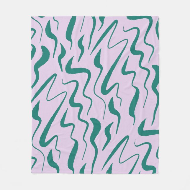 Couverture Polaire Motif vert et violet biologique Vagues (Devant)