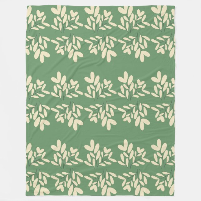 Couverture Polaire Motif vert feuille blanche (Devant)