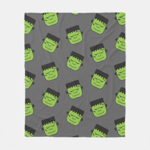 Couverture Polaire Motif vert Halloween de têtes de Frankenstein