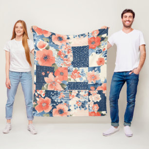 Couverture Polaire Motif vintage à écailles florales (11)