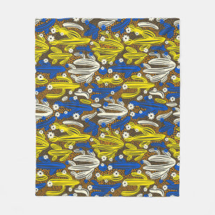 Couverture Polaire Motif vintage Cactus, arrière - plan noir.