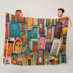 Couverture Polaire Motif vintage coloré moderne de porte unique