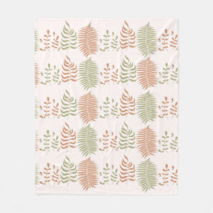 Couverture Polaire Motif Vintage de feuille vert rouge rétro