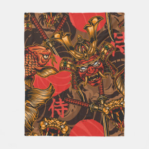 Couverture Polaire Motif vintage de style japonais avec samur