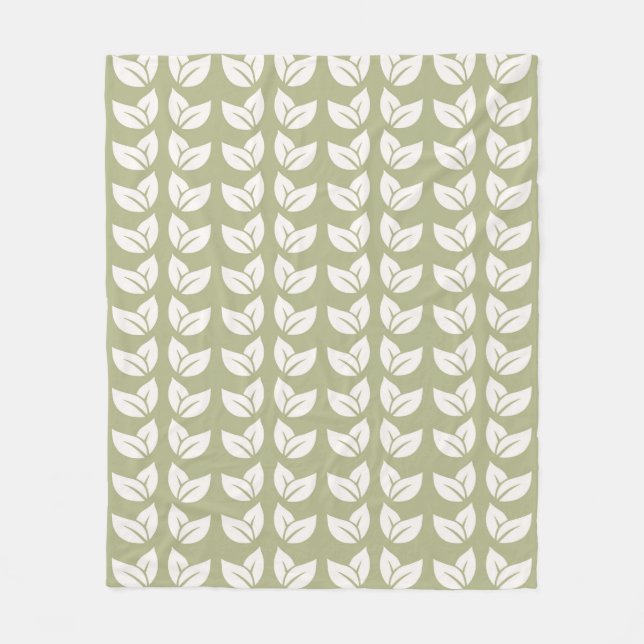 Couverture Polaire Motif Vintage Green Retro Y2K Leaf (Devant)