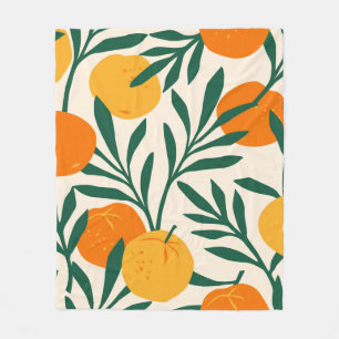 Couverture Polaire Motif vintage sans soudure avec mandarins. Ha tend