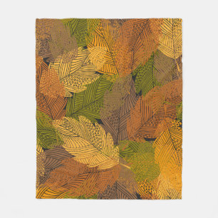 Couverture Polaire motif vintage transparent avec feuilles en col jau