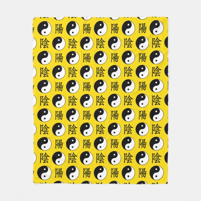 Couverture Polaire Motif Yinyang Arrière - plan jaune (Devant)