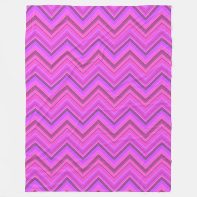 Couverture Polaire Motif zigzag à rayures roses (Devant)