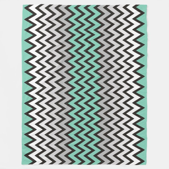 Couverture Polaire Motif ZIGZAG - noir blanc gris + votre idée (Devant)