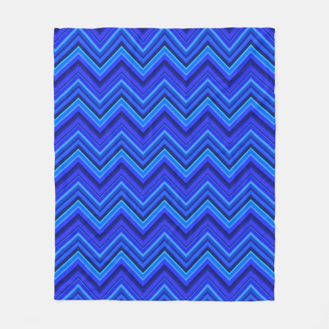 Couverture Polaire Motif zigzag rayures bleues (Devant)