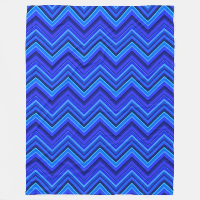 Couverture Polaire Motif zigzag rayures bleues (Devant)