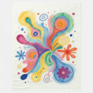 Couverture Polaire Motifs Abstraits Colorés 