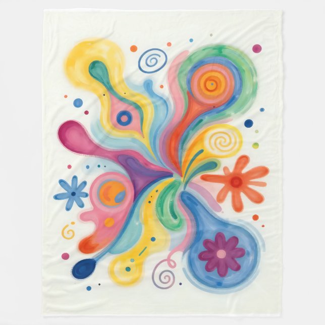 Couverture Polaire Motifs Abstraits Colorés  (Devant)