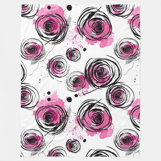 Couverture Polaire Motifs Abstraits de pétales encés (Devant)