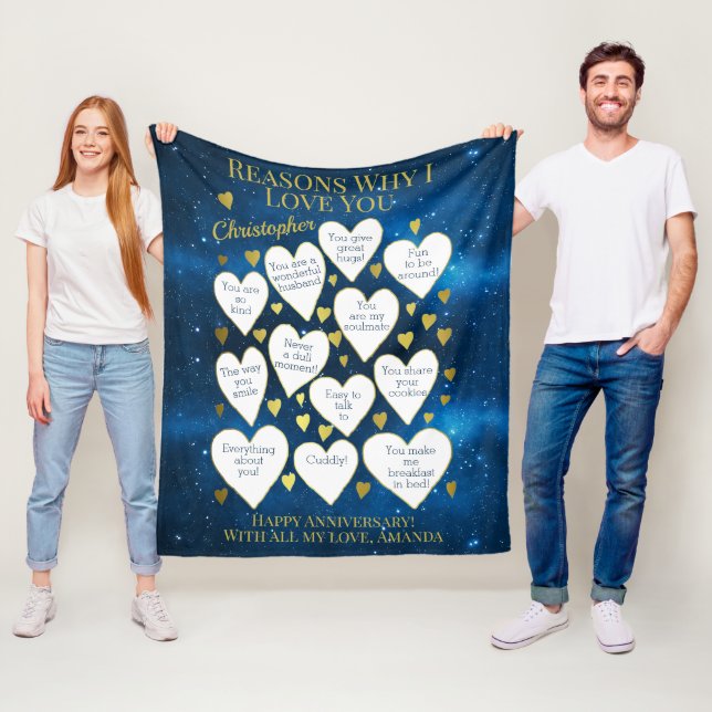 Couverture Polaire Motifs Anniversaires Pourquoi Je T'Aime (En situation)