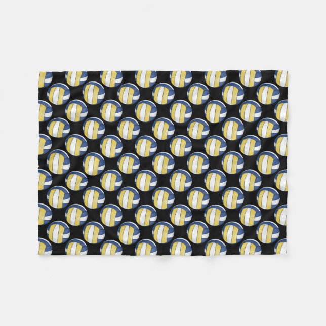 Couverture Polaire Motifs bleus et jaunes de volleyball (Devant (Horizontal))