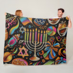 Couverture Polaire Motifs colorés Hanoukka Menorah<br><div class="desc">Motifs colorés Hanoukka Menorah</div>