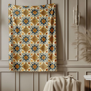 Couverture Polaire Motifs de Carreaux Nautiques Méditerranéens décora